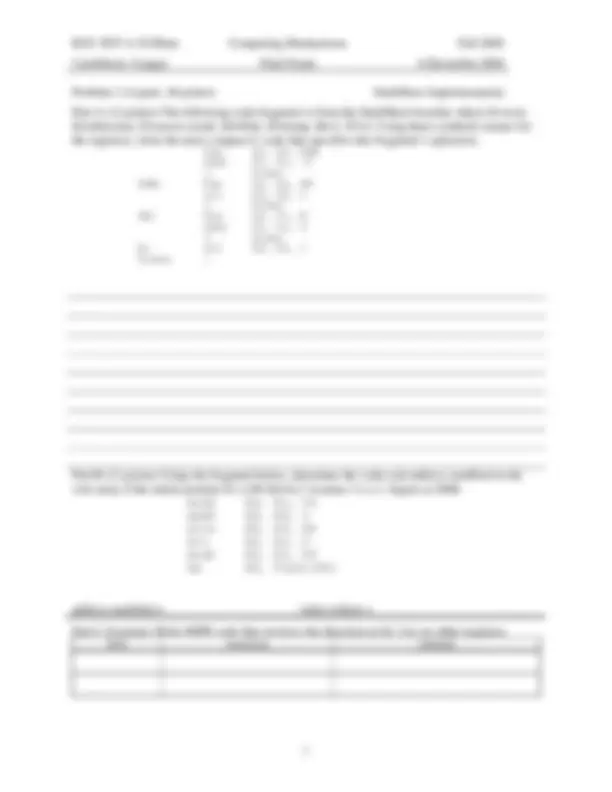 ECE 3035 Fall 2004 Computing Mechanisms Final Exam | Exams Electrical ...