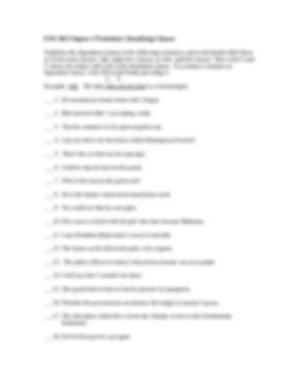 ENG 302 Chapter 2 Worksheet: Dependent Clauses, Phrases, and Clauses ...