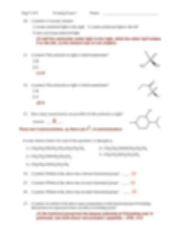 Answer Key to Exam 1 - Organic Chemistry | CHEM 250 | Exams Organic ...