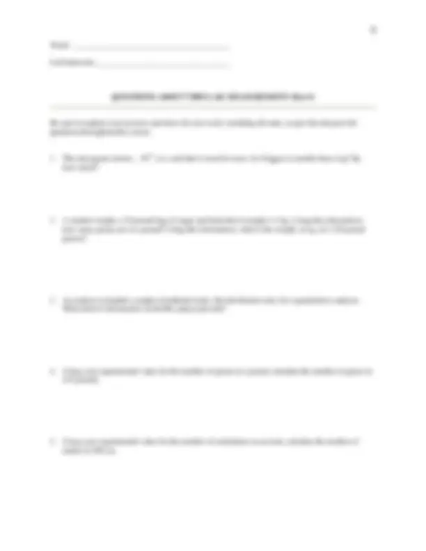 Preparation for chemistry Lab: Measurement - Lab | CHEM 101 | Lab ...
