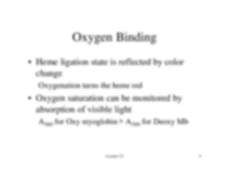 Myoglobin and Hemoglobin - Biochemistry I - Lecture Slides | Chem