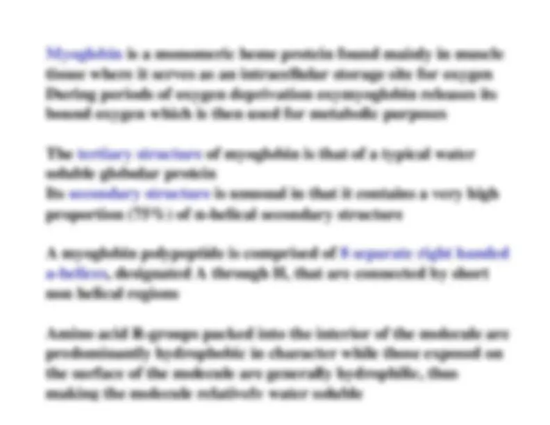 Myoglobin and Hemoglobin - Molecular Biology and Biochemistry