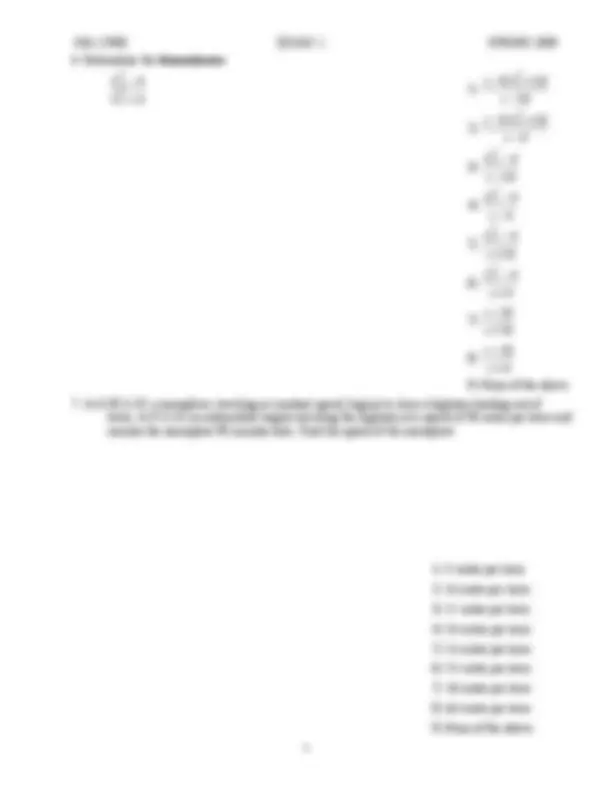 MA Exam 1, Spring 2009: Mathematics Problems | Exams Pre-Calculus | Docsity