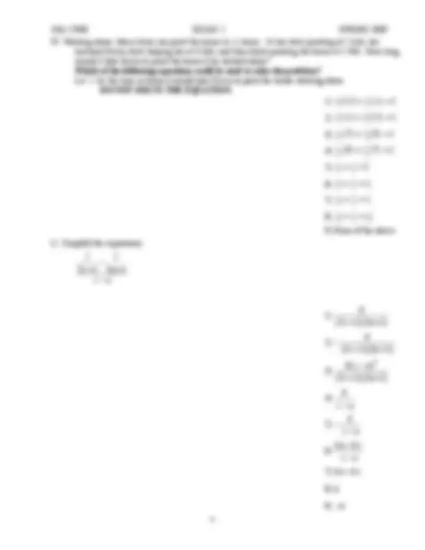 MA Exam 1, Spring 2009: Mathematics Problems | Exams Pre-Calculus | Docsity