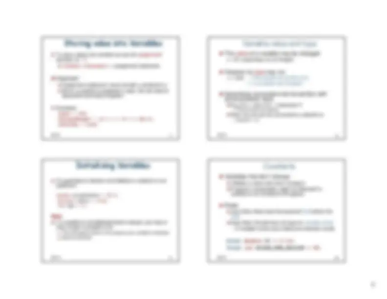Comment and Literals - Lecture Slides | CIS 110 | Study notes Computer ...