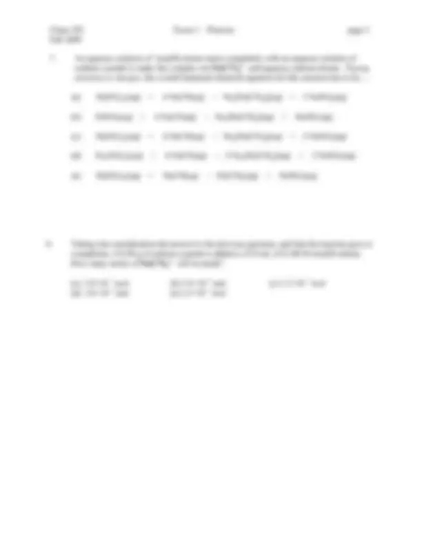 Exam I Practice - General Chemistry | CHEM 201 | Exams Chemistry | Docsity