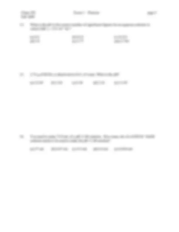 Exam I Practice - General Chemistry | CHEM 201 | Exams Chemistry | Docsity