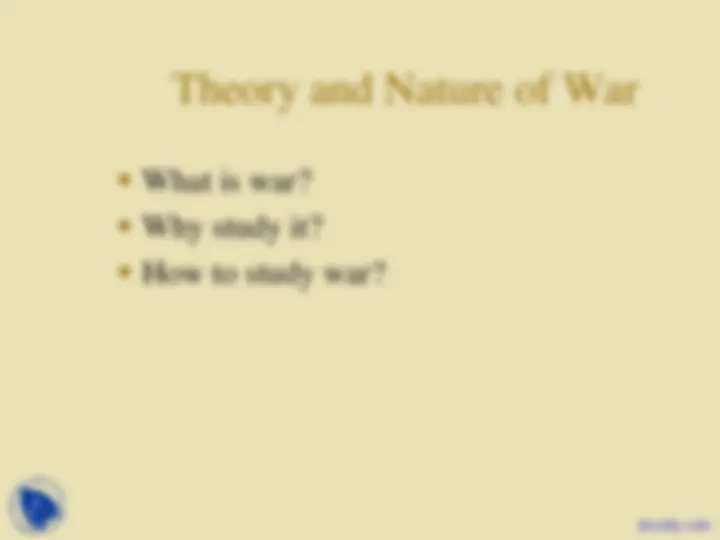 Introduction - Theory and Nature of War - Lecture Slides | Slides History of War | Docsity