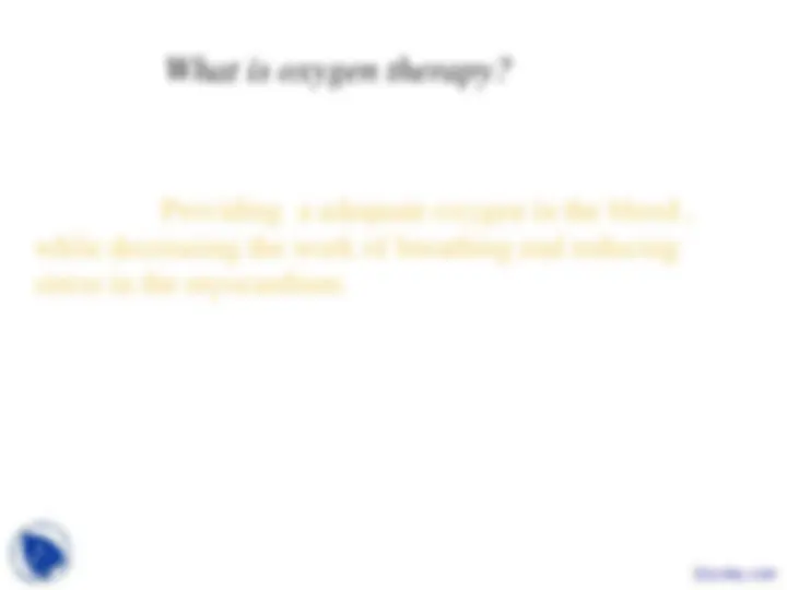 Oxygen Therapy Paediatrics Lecture Slides Slides Pediatrics Docsity