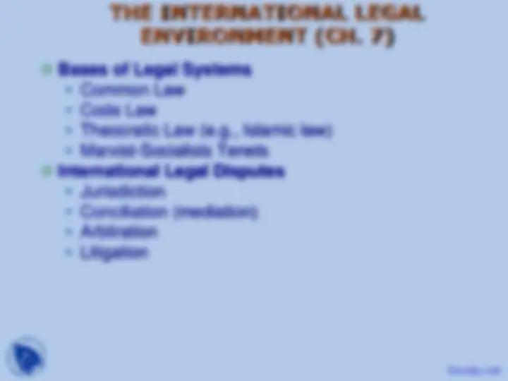 International Political and Legal Environment - Law - Lecture Slides ...
