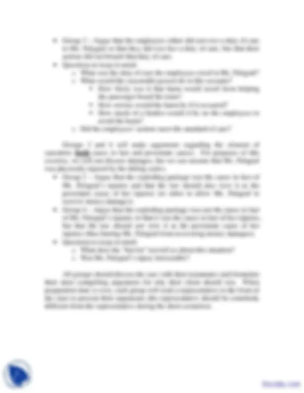 Case Study - Tort Law - Lecture Notes | Study notes Law | Docsity