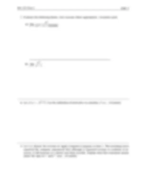 MA 125 Test 1: Calculus Problems and Graphs | Exercises Calculus | Docsity