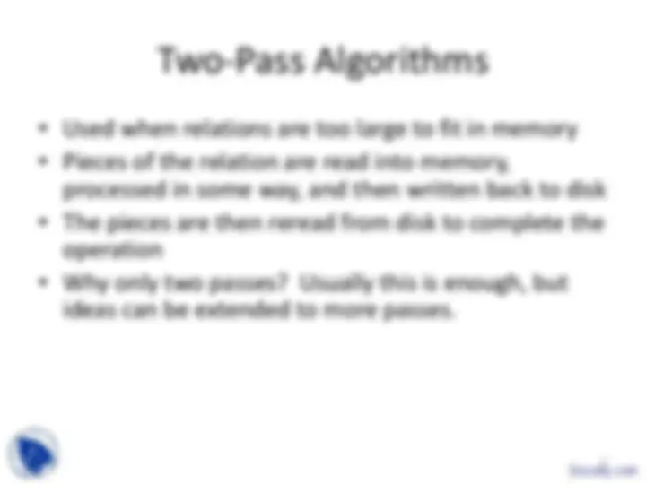 Two-Pass Algorithms - Database Systems - Lecture Slides | Slides ...