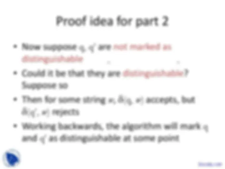 DFA Minimization Algorithm and Pigeonhole Principle | Slides Theory of ...