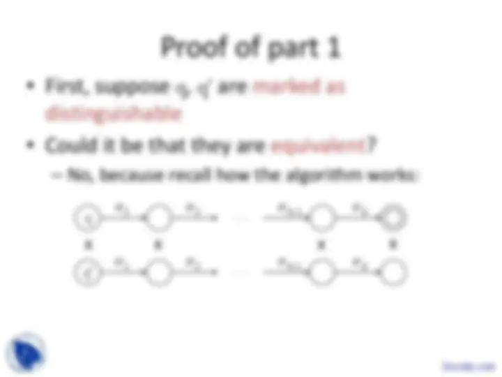 DFA Minimization Algorithm and Pigeonhole Principle | Slides Theory of ...
