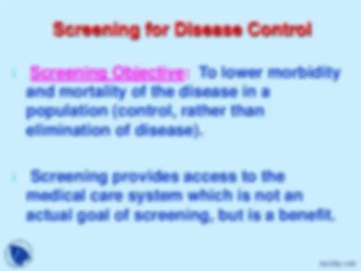 Screening Program Screening - Health - Lecture Slides | Slides Public Health | Docsity