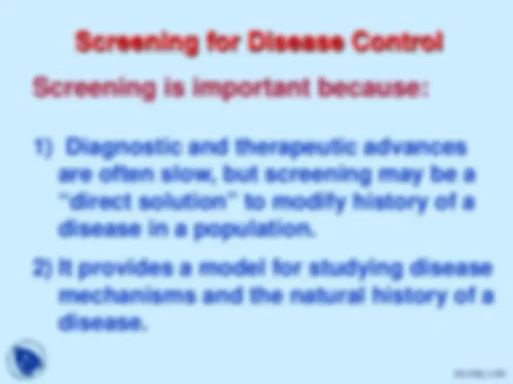 Screening Program Screening - Health - Lecture Slides | Slides Public Health | Docsity
