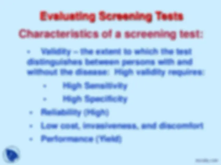 Screening Program Screening - Health - Lecture Slides | Slides Public Health | Docsity