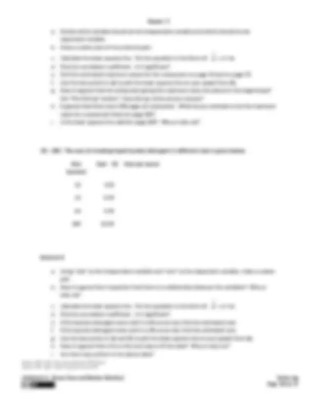 Linear Regression and Correlation - Business Statistics - Homework ...