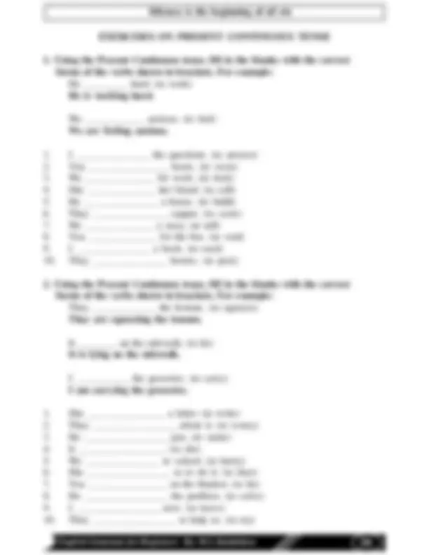English grammar for beginners | Exercises English | Docsity