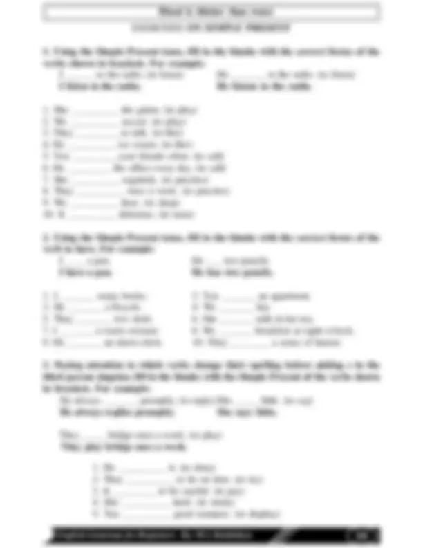English grammar for beginners | Exercises English | Docsity