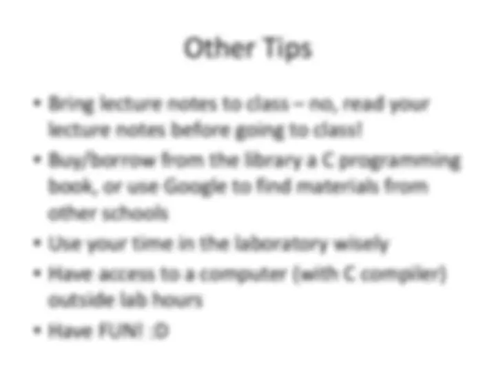 Notes on variables in C | Lecture notes C programming | Docsity