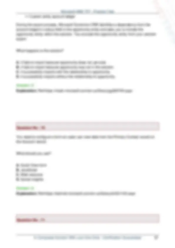 Microsoft Dynamics CRM Mb2 707 Dump | Exams Computer Science | Docsity