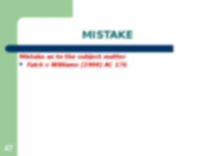 Law of Contract II: Mistake - Lecture Notes | Slides Contract Law | Docsity