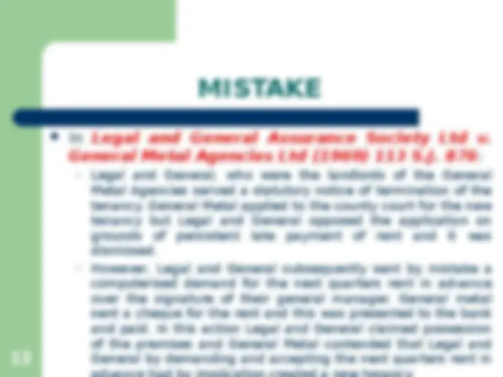 Law of Contract II: Mistake - Lecture Notes | Slides Contract Law | Docsity