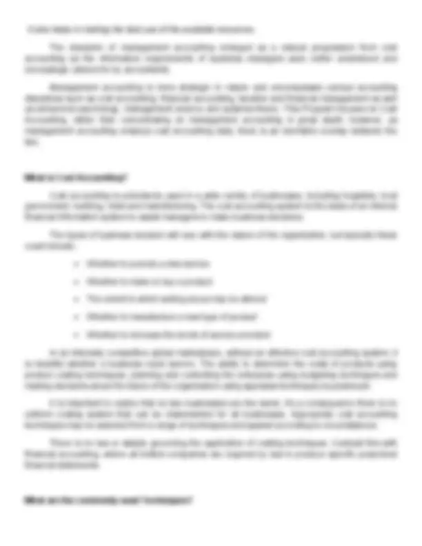 Cost and Management Accounting | Thesis Cost Management | Docsity