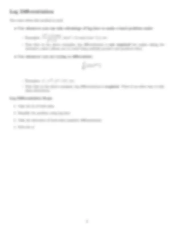 Derivative Cheat Sheet Cheat Sheet Mathematical Analysis Docsity