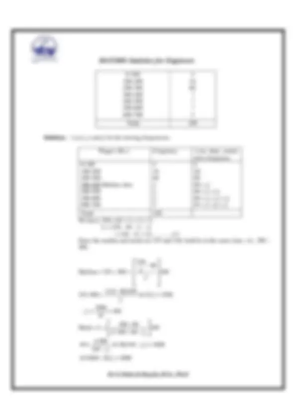 Statistics Engineering Note Sheet Statistics for engineers | Lecture notes Statistics | Docsity