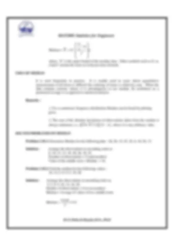 Statistics Engineering Note Sheet Statistics for engineers | Lecture notes Statistics | Docsity