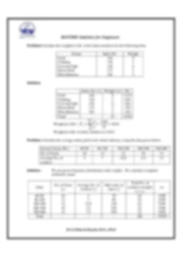 Statistics Engineering Note Sheet Statistics for engineers | Lecture notes Statistics | Docsity