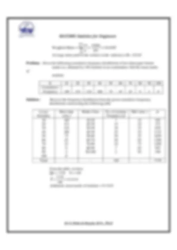 Statistics Engineering Note Sheet Statistics for engineers | Lecture notes Statistics | Docsity