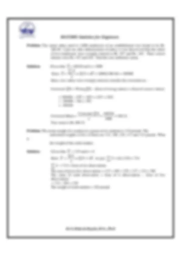 Statistics Engineering Note Sheet Statistics for engineers | Lecture notes Statistics | Docsity