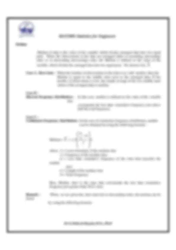 Statistics Engineering Note Sheet Statistics for engineers | Lecture notes Statistics | Docsity