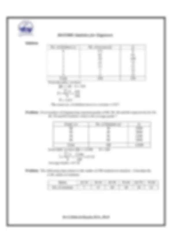 Statistics Engineering Note Sheet Statistics for engineers | Lecture notes Statistics | Docsity
