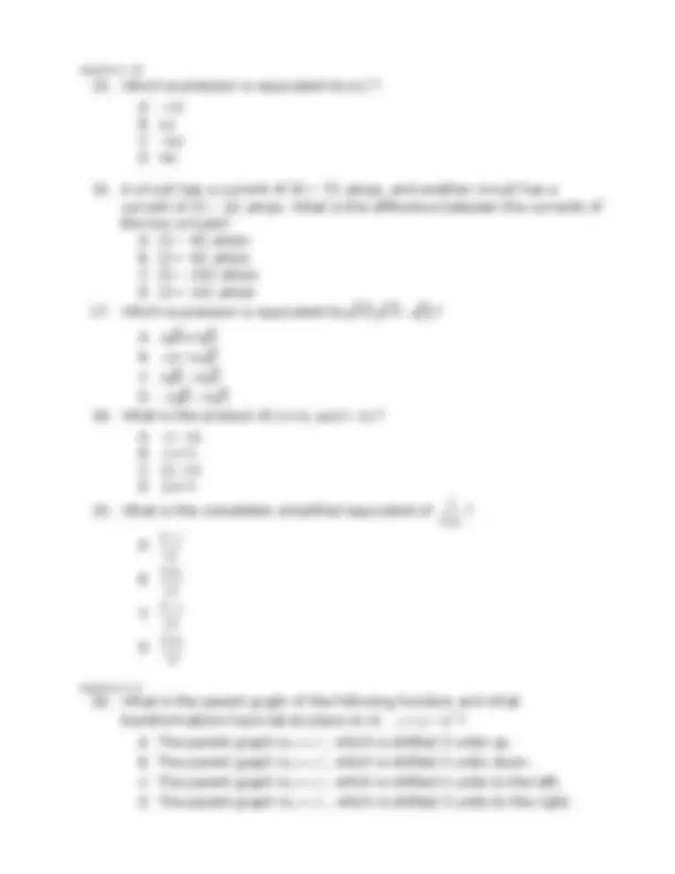 Algebra II Practice Test | Exams Mathematics | Docsity