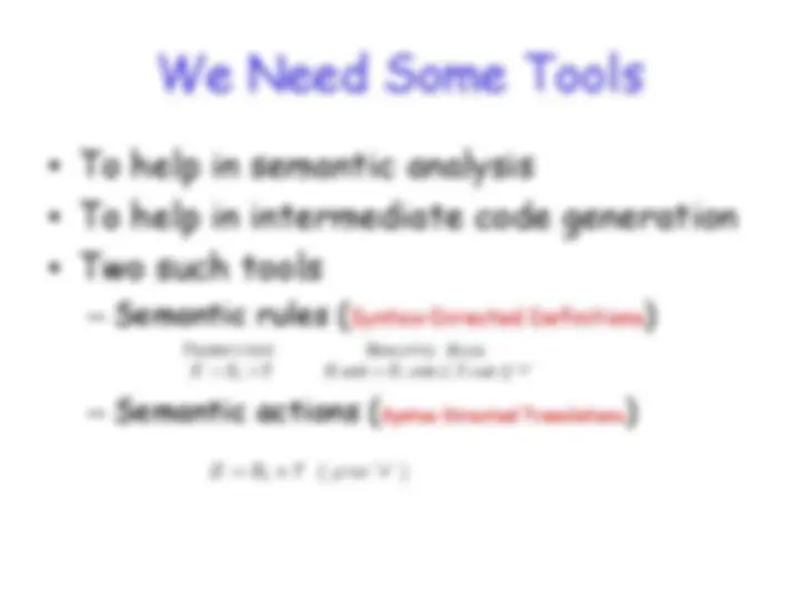 Syntax directed translations | Slides Compiler Design | Docsity