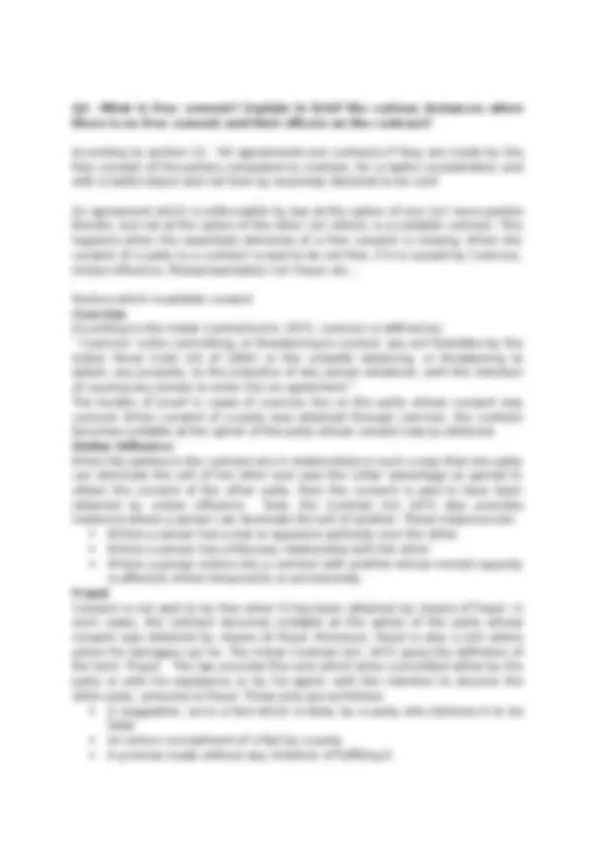 Law of contract - LLB - Notes | Exercises Law | Docsity