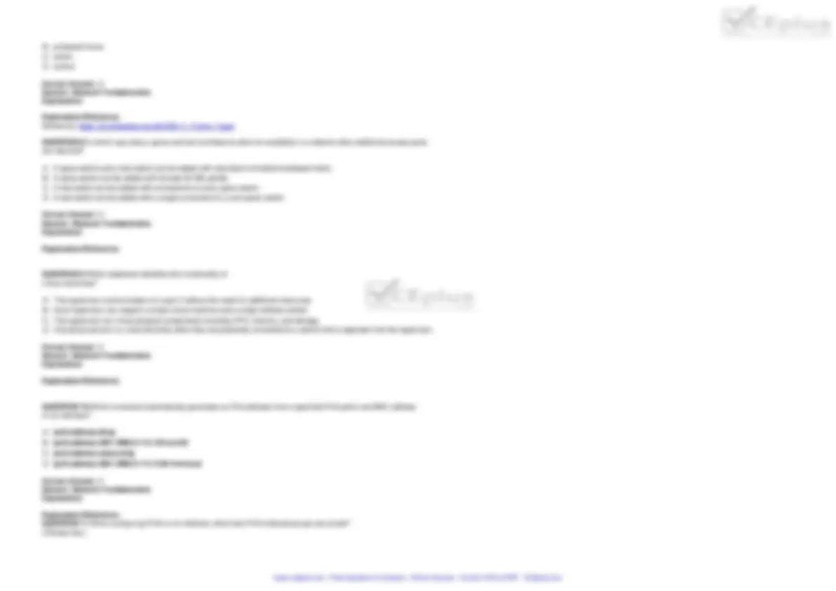 CCNA - 200-301 102q - Demo | Quizzes Network Design | Docsity
