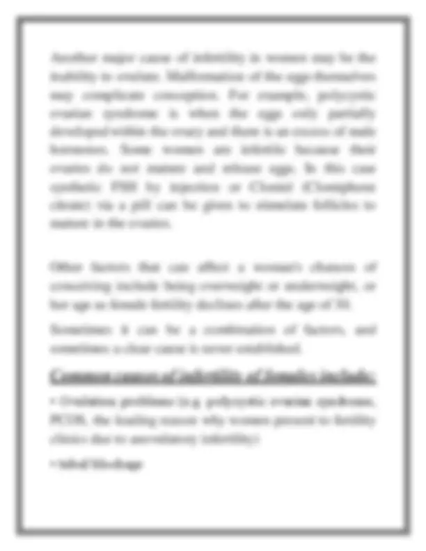 Class 12 Investigatory project Infertility | Assignments Biology | Docsity