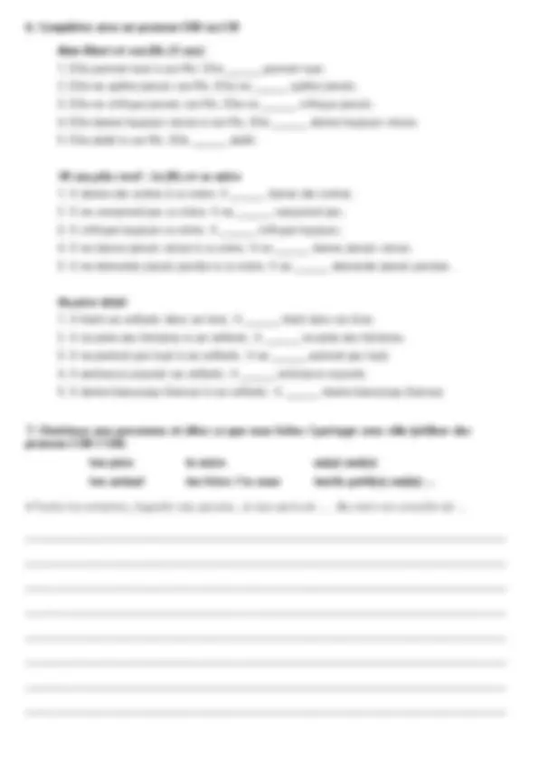 pronoms_cod_coi1 French practice | Exercises French | Docsity