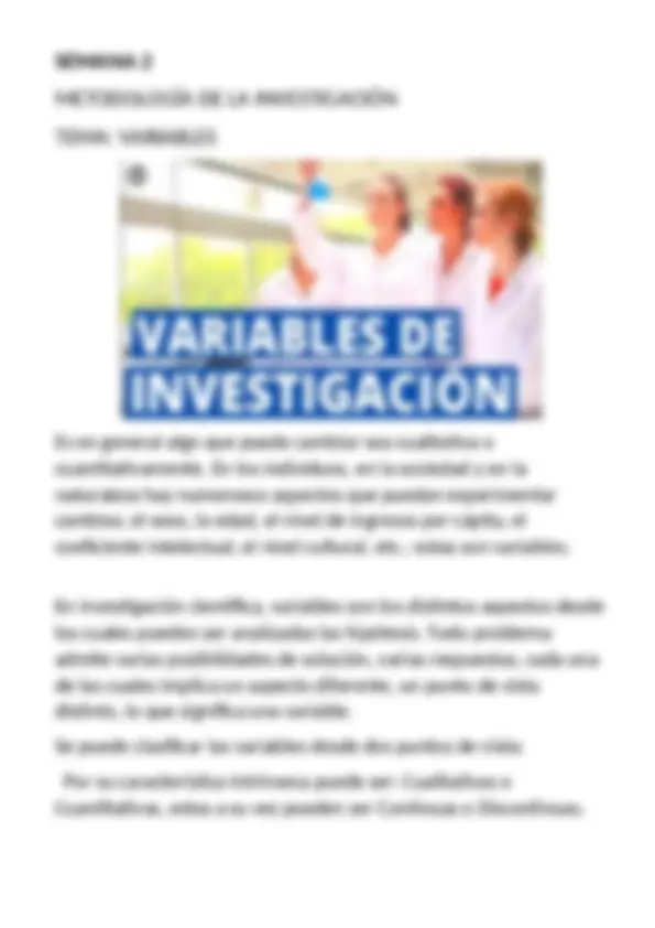 SEMANA METODOLOGIA DE LA INVESTIGACION LA HIPOTESIS | Exámenes de ...