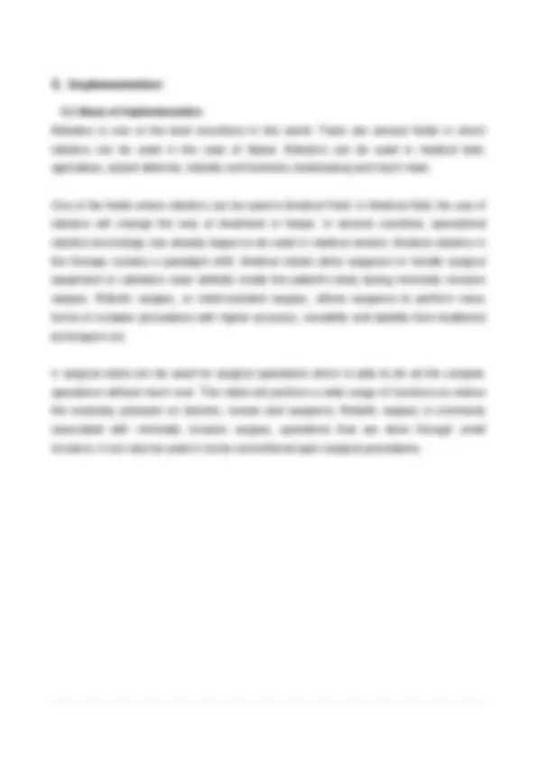 Robotics Implementation | High school final essays Electronics | Docsity