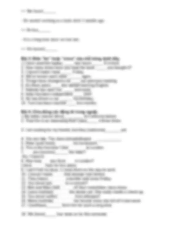 12 Thì cơ bản trong Tiếng ANh | Schemes and Mind Maps English | Docsity