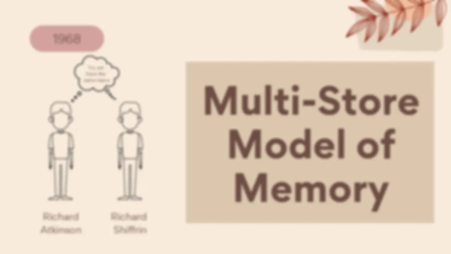 Multi-Store Model of Memory: An Overview | Lecture notes English | Docsity