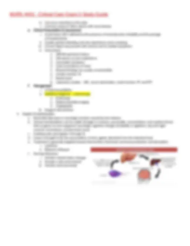NURS 4431 - Critical Care Exam 3 Study Guide | Exams Biosafety | Docsity