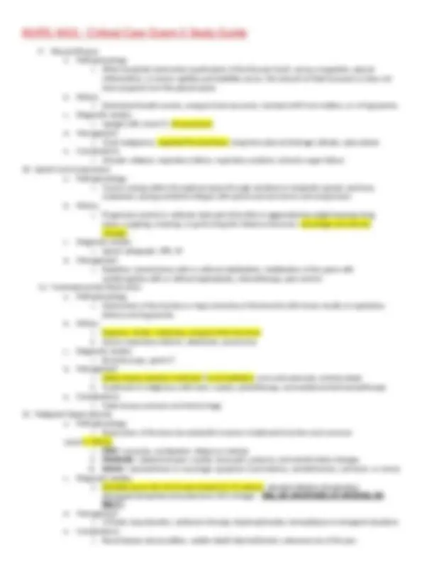 NURS 4431 - Critical Care Exam 3 Study Guide | Exams Biosafety | Docsity